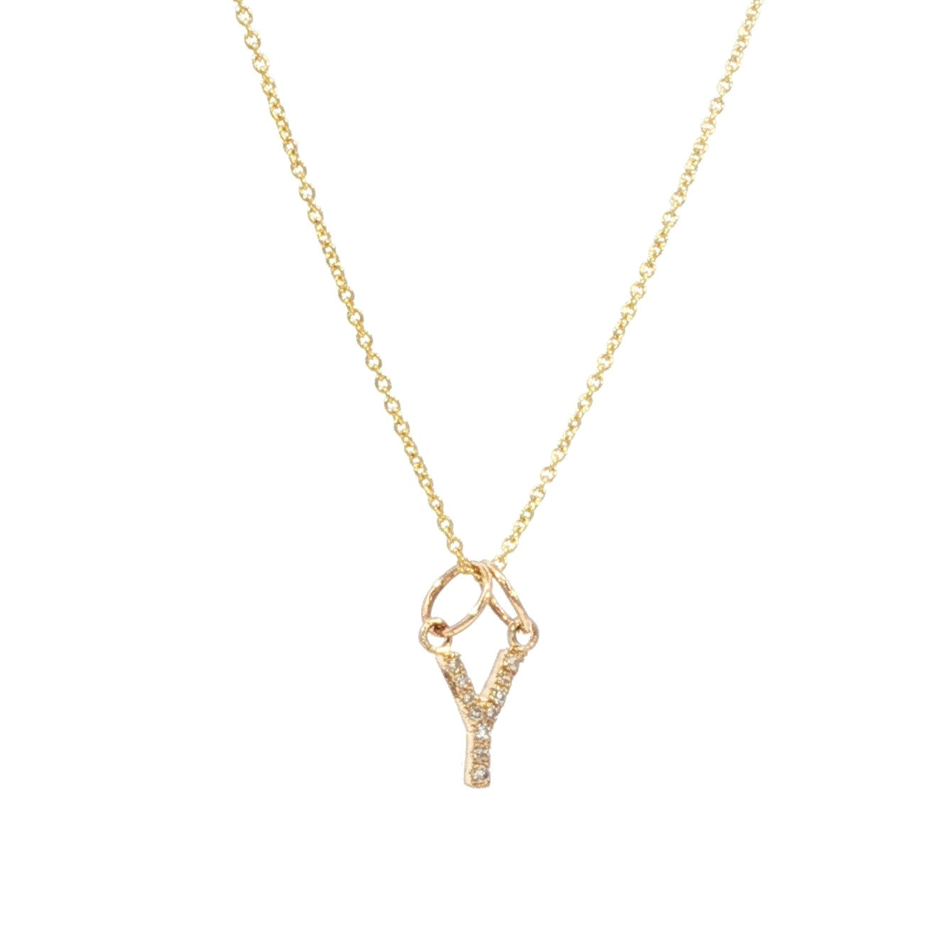 14K Solid Gold Diamond Initial Necklace – Personalized Letter Pendant - Gift for Her