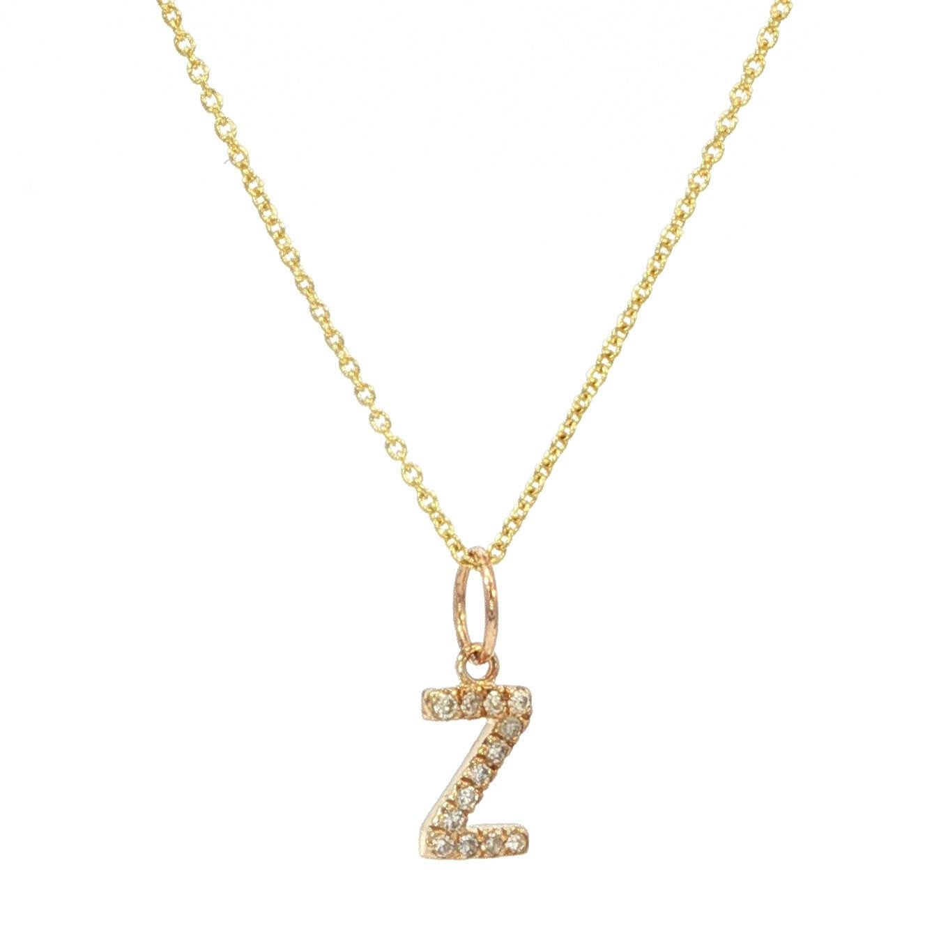 14K Solid Gold Diamond Initial Necklace – Personalized Letter Pendant - Gift for Her