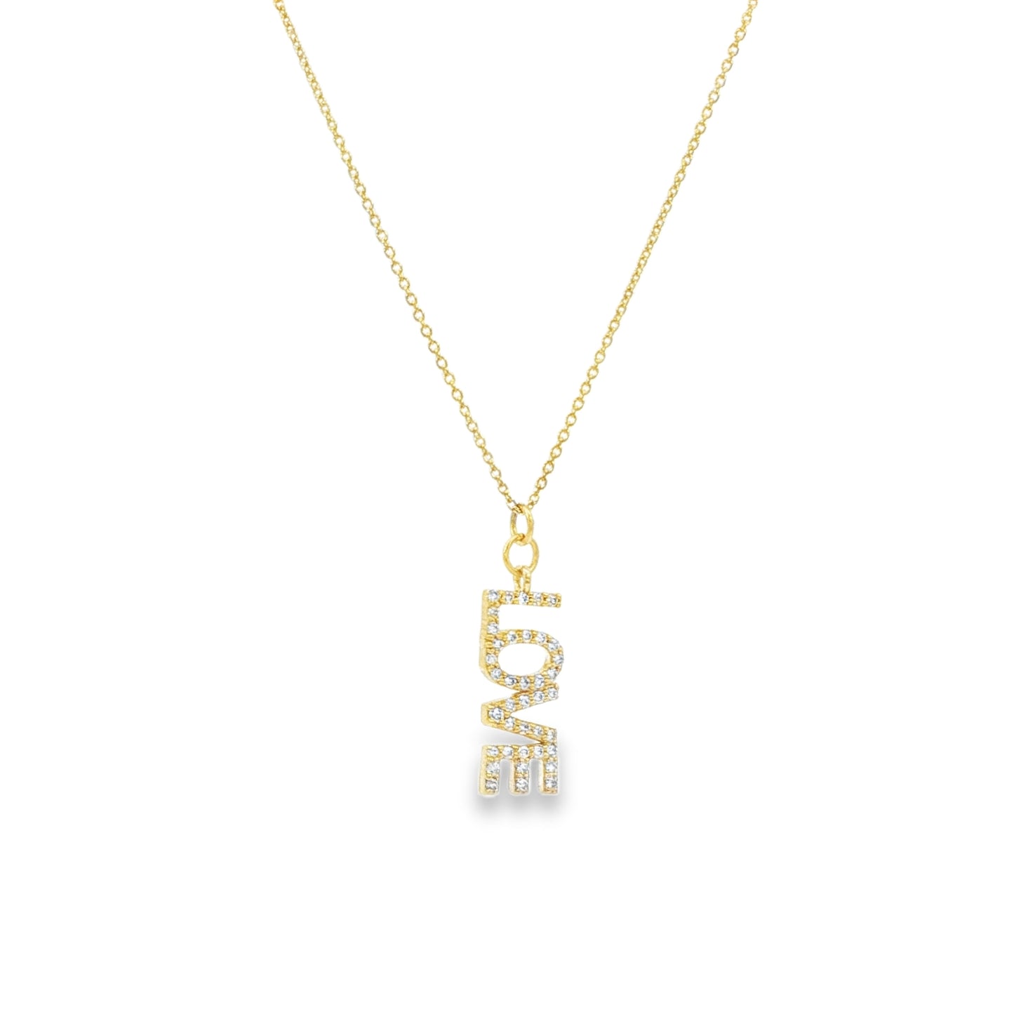 Genuine Diamond 'LOVE' Charm Necklace in 14kt Yellow Gold
