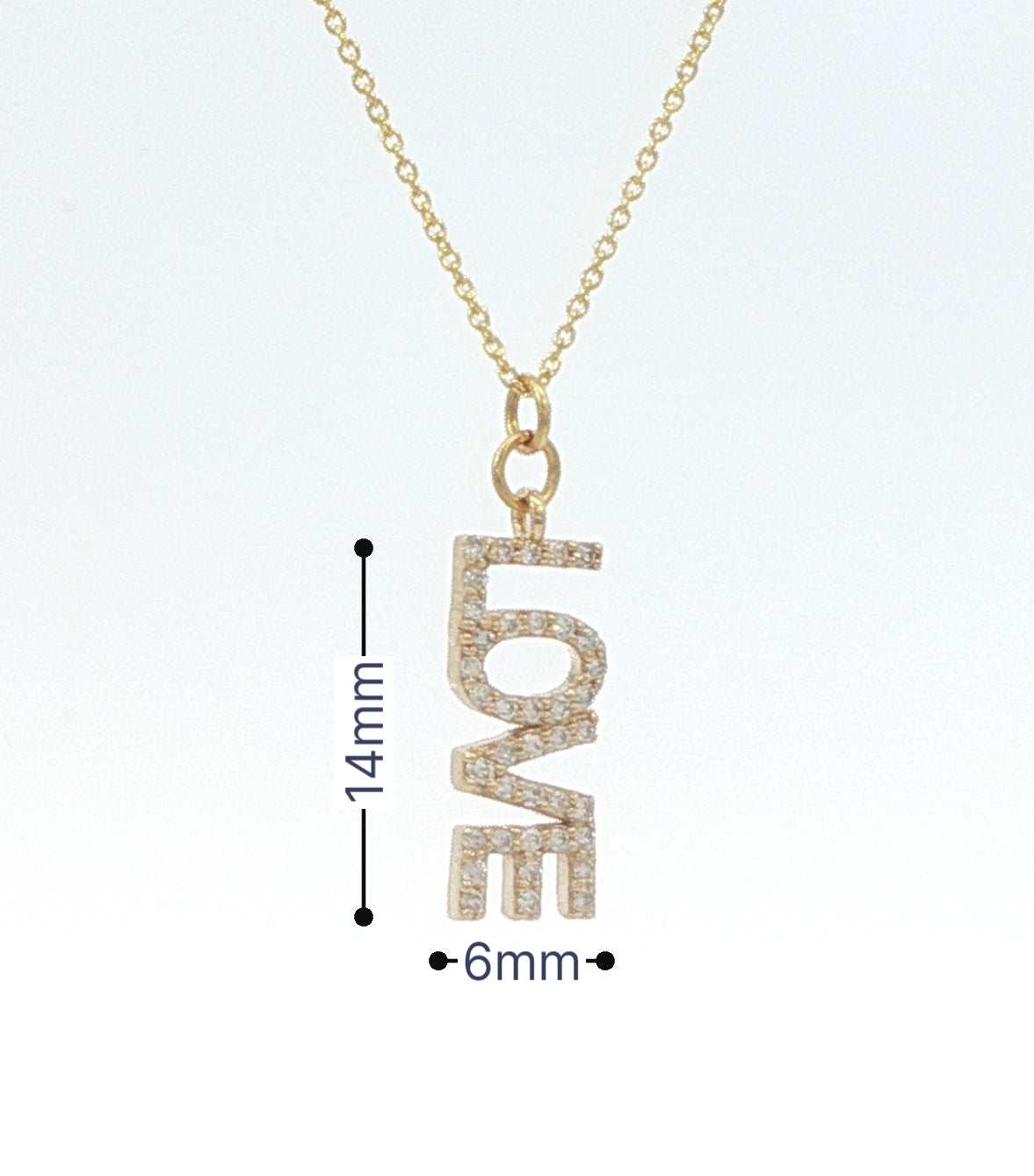 Genuine Diamond 'LOVE' Charm Necklace in 14kt Yellow Gold