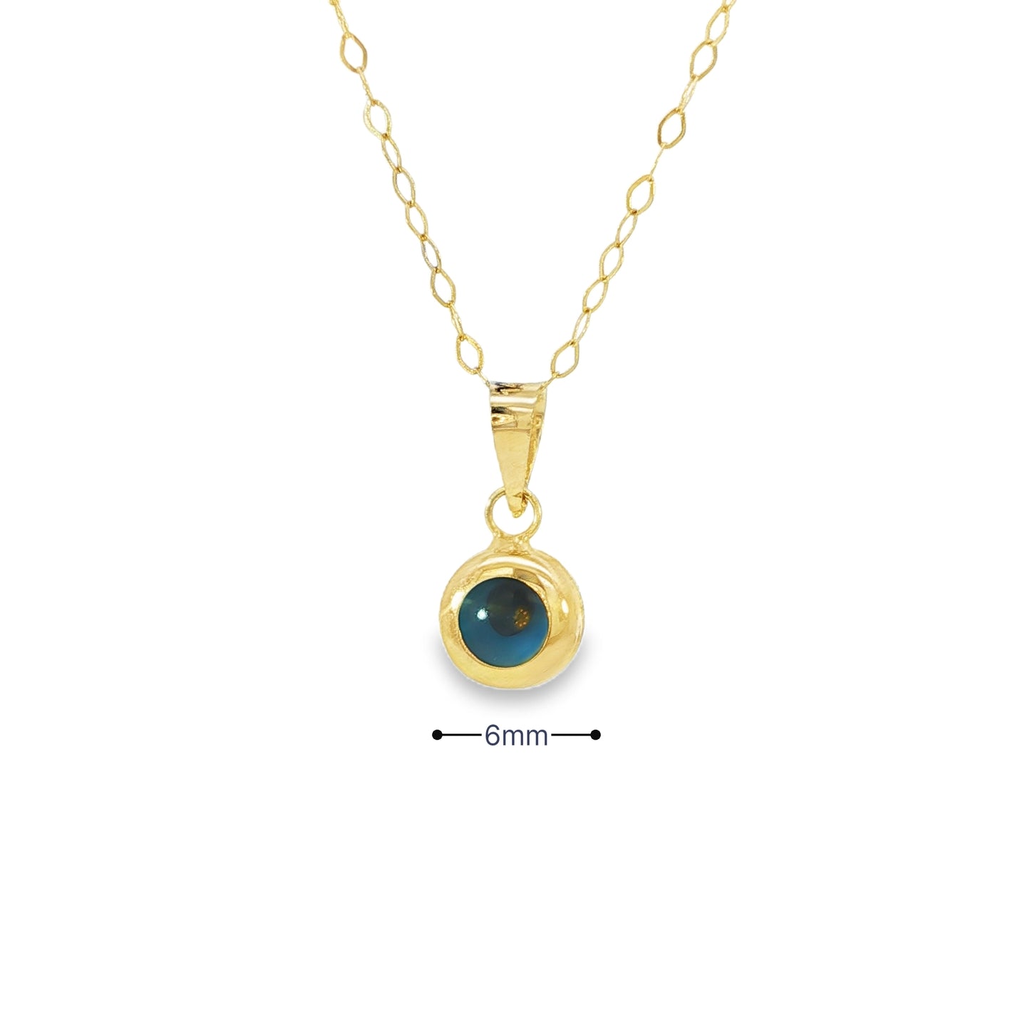 14kt Solid Gold Blue Evil Eye Pendant Necklace on Cable Chain for Modern Protection and Luxury