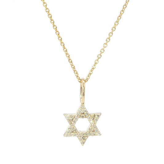 14k Solid Gold Diamond Star of David Pendant Necklace – Dainty Fine Jewelry