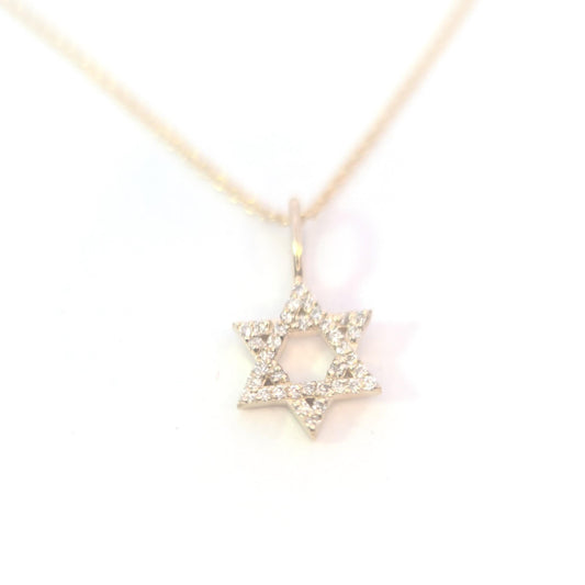 14k Solid Gold Diamond Star of David Pendant Necklace – Dainty Fine Jewelry