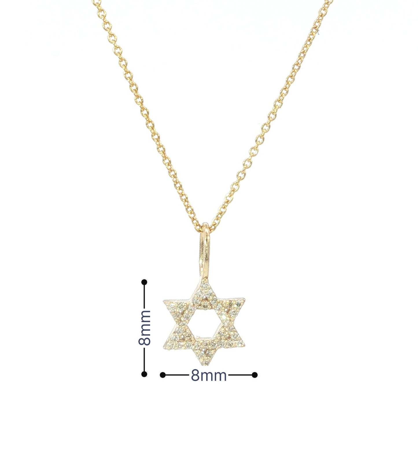 14k Solid Gold Diamond Star of David Pendant Necklace – Dainty Fine Jewelry