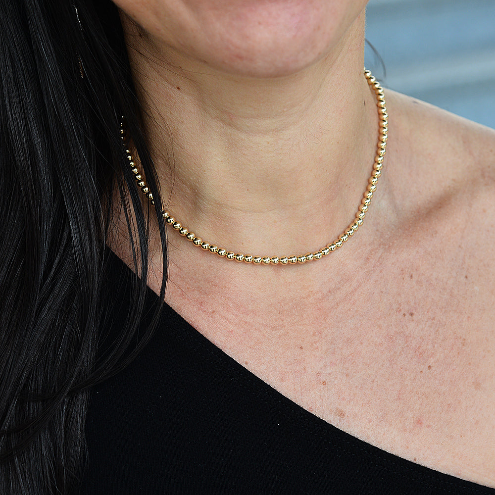 Gold Bead Choker Necklace | 14K Gold Filled | San Rocco Italia